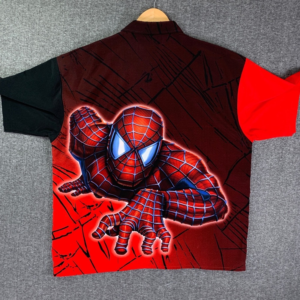 Vintage 2002 Spider-Man Shirt Men 2XL Movie Promo AOP Marvel Y2K - Picture 4 of 8